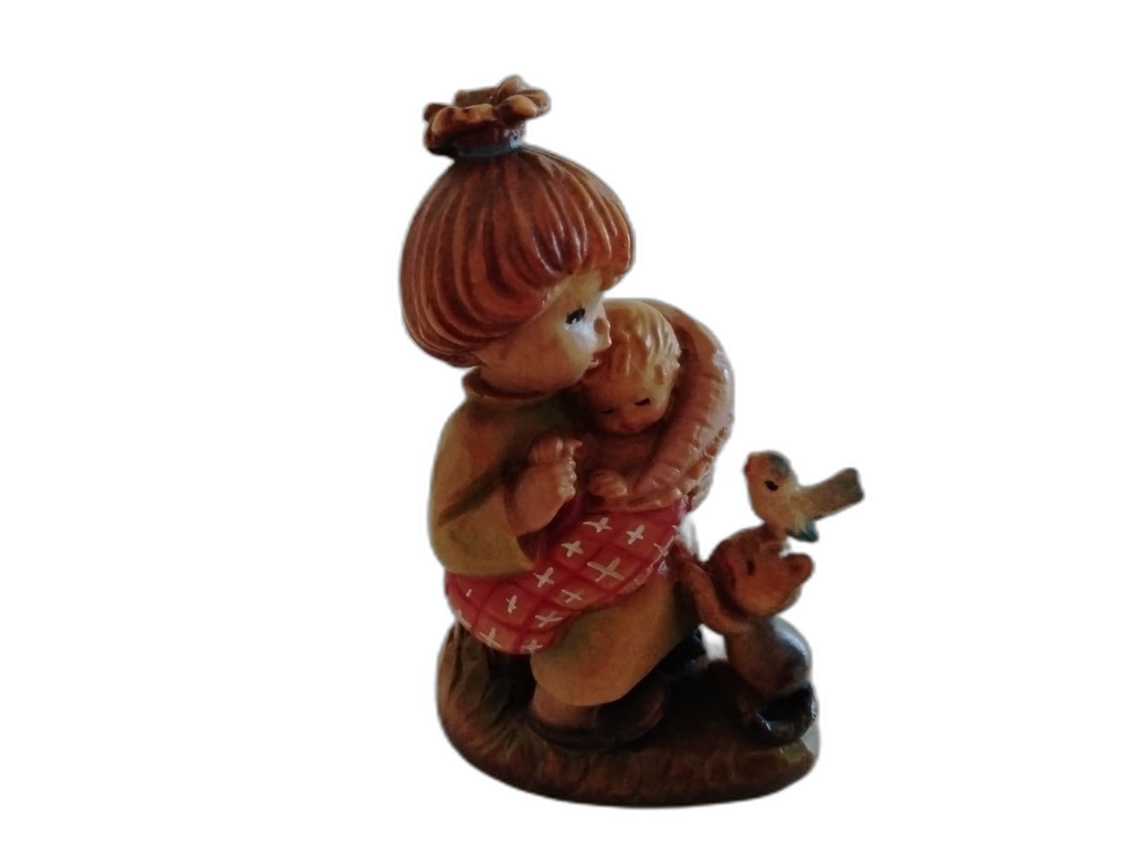 A-214 - Girl Holding Baby with Squirrel and Bird - Photo 1