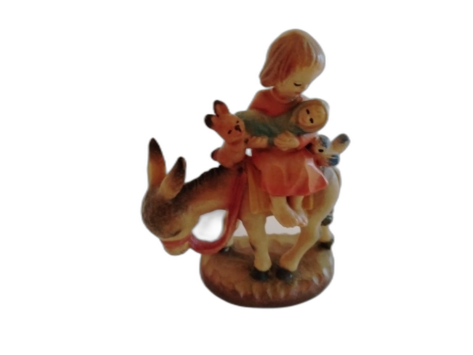A-222 - Girl Riding Donkey with Baby - Photo 1