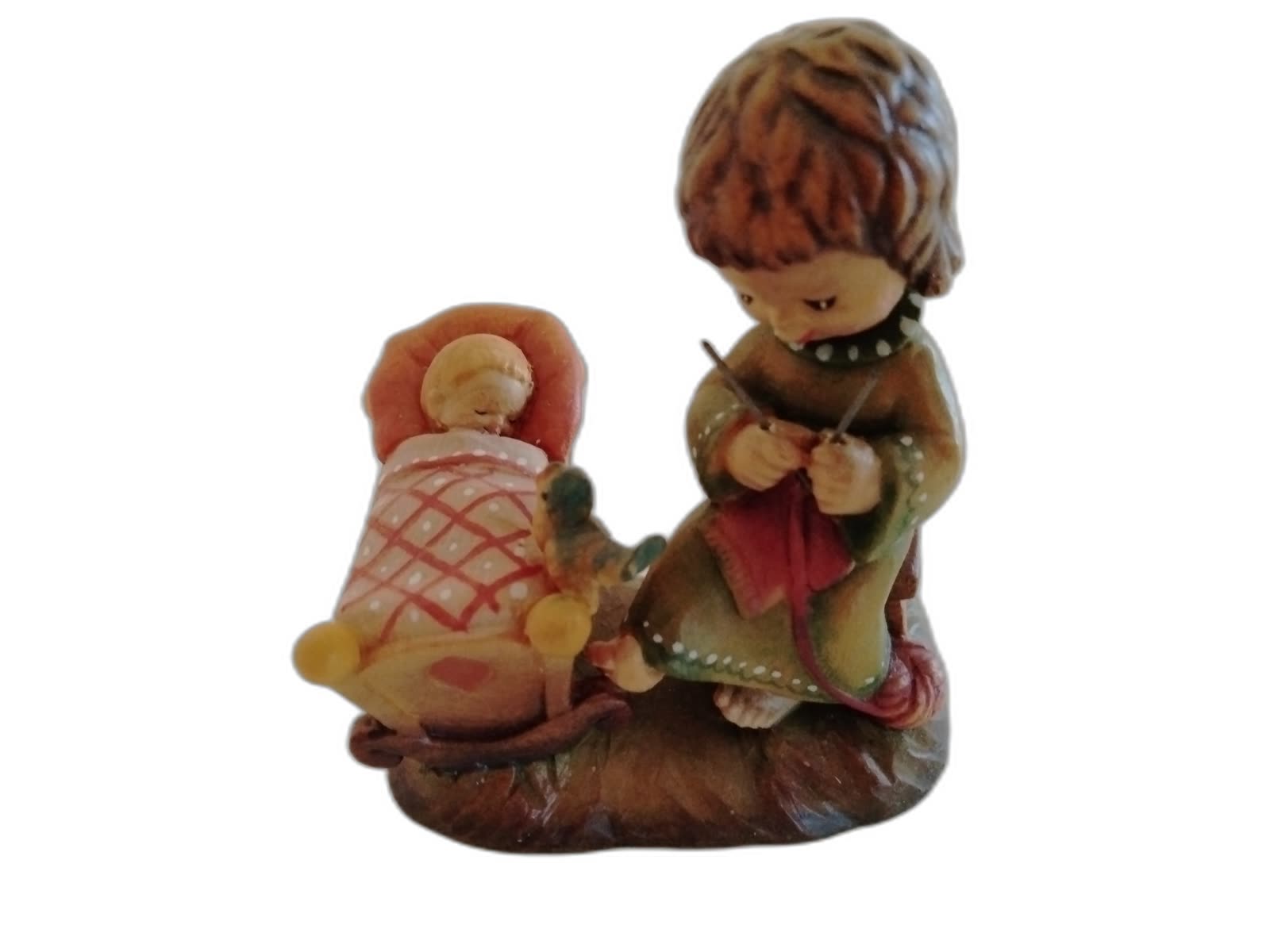 A-224 - Girl Knitting beside Baby Cradle - Photo 1