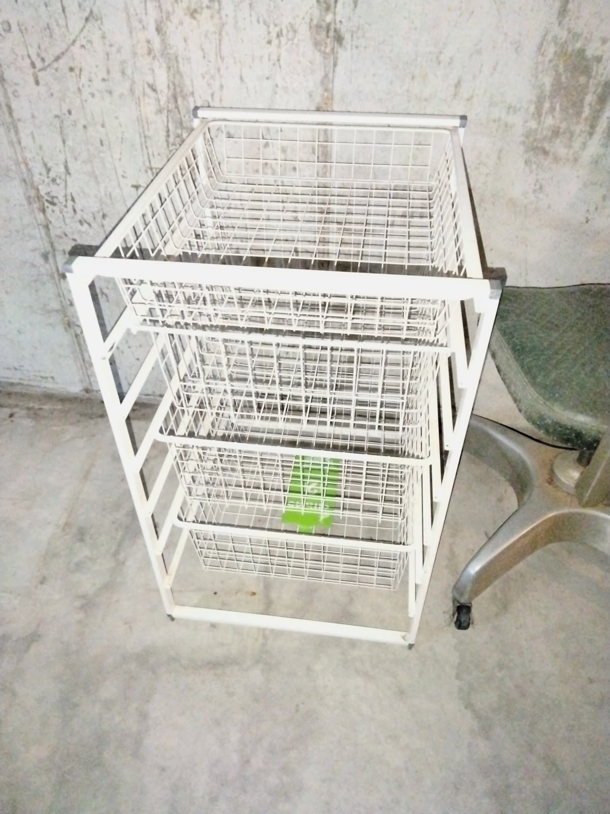 MS-018 White Metal Wire Drawer Cart image 1